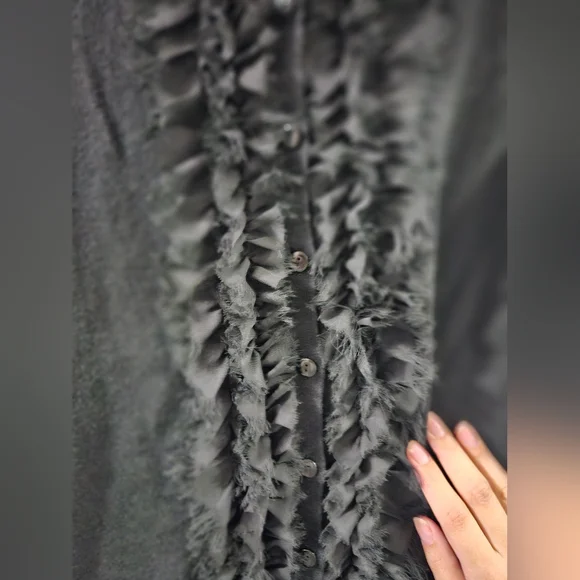 Escapade Black Ruffled Cardigan - Picture 3 of 4